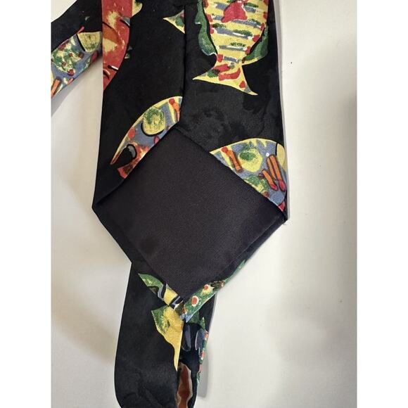 MARTIN WONG Napa Silk Tie Men's Fish Aquarium Koi Abstract Watercolor Necktie - Picture 5 of 5